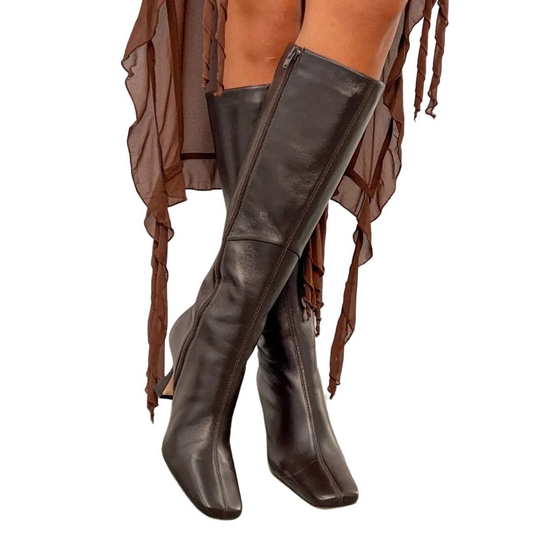 Tony Bianco Fantasy Tall Boot Knee High Leather Stiletto Square Toe Date Night 7